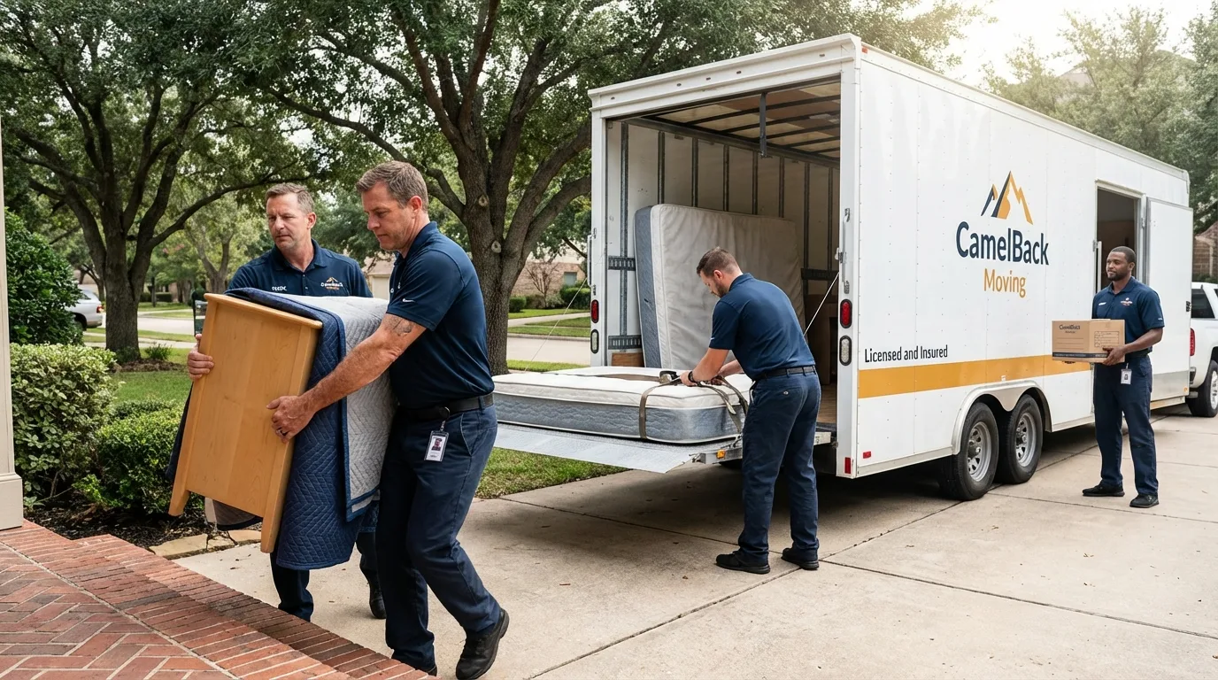 Crew loading residential truck for cross-state move from Millbury, OH