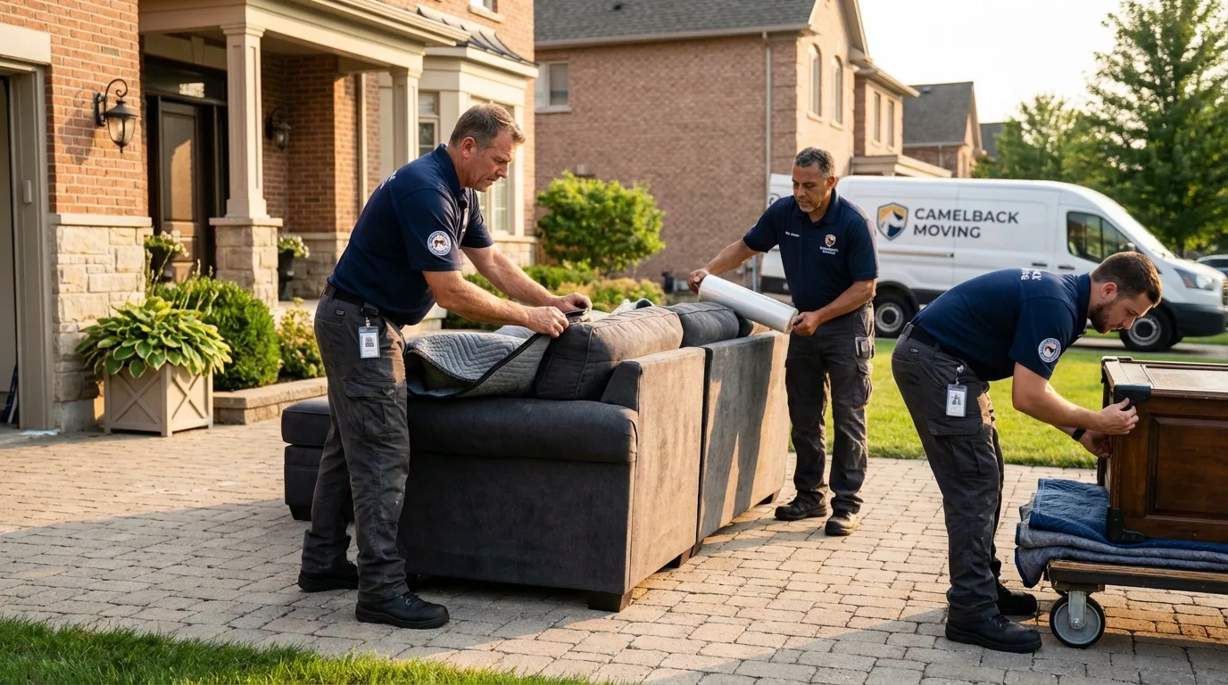 Large estate moving crew wrapping furniture in Millbury, OH